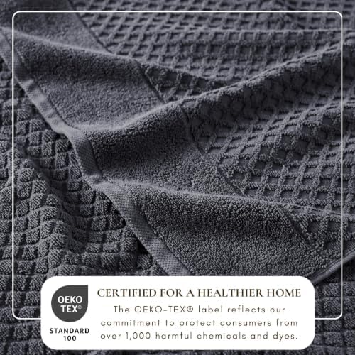 Great Bay Home Bath Towels - 100% Cotton 6 Piece Bath Sheet Set - Diamond Waffle Weave - Absorbent, Durable, Quick-Dry Towels for Bathroom (Stone Blue)