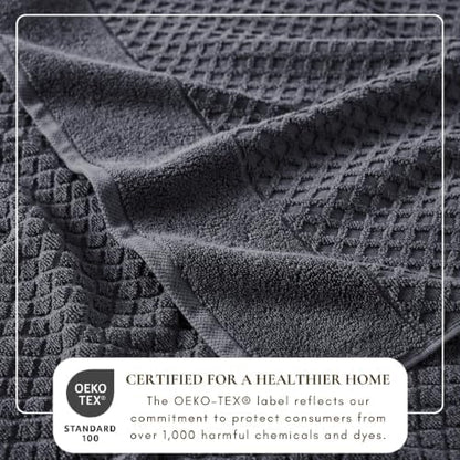 Great Bay Home Bath Towels - 100% Cotton 6 Piece Bath Sheet Set - Diamond Waffle Weave - Absorbent, Durable, Quick-Dry Towels for Bathroom (Stone Blue)