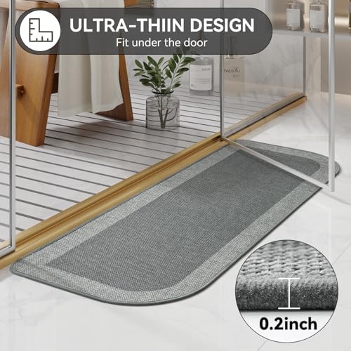 YDKGL Bathroom Runner Rug, Long Thin Bath Mat Fit Under Door, Grey 17x47
