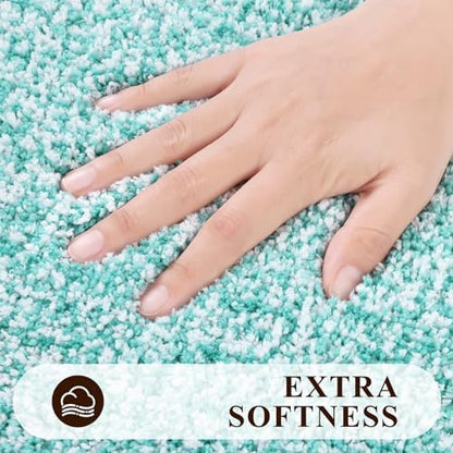 Pauwer Bathroom Rugs Sets 2 Piece, Non Slip Washable Bath Mat, Teal