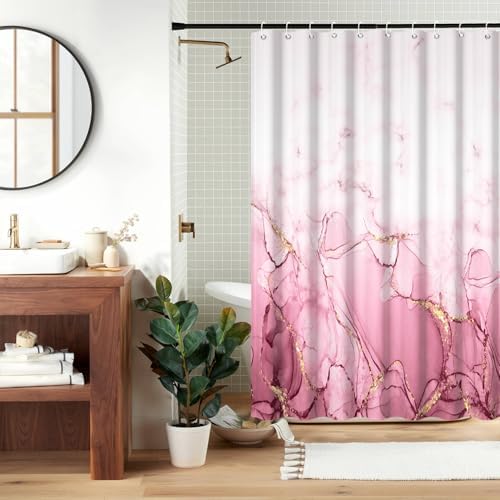 Pink Marble RV Stall Waterproof Shower Curtain 60x72 inches