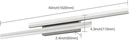 PRESDE 40" LED Bathroom Vanity Light, Modern Brushed Nickel Wall Bar Fixture Over Mirror 5CCT