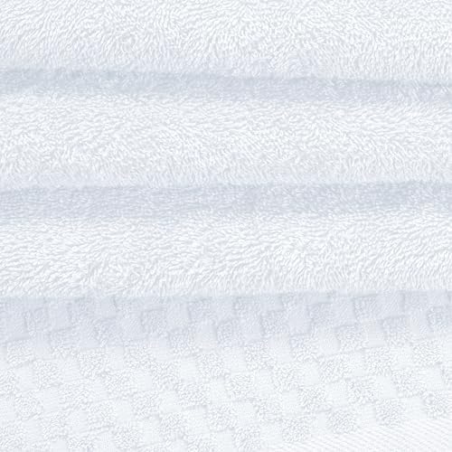 MyOwn Ultra Soft 3 Pack Cotton Towel Set, Contains a Bath Towels 28x55 inch, a Hand Towels 16x24 inch & a Wash Coths 12x12 inch, Ideal Everyday use, Compact & Lightweight - White