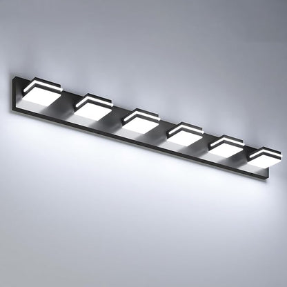 VOLISUN Modern Bathroom Vanity Light Fixtures (6-Light, 48-Inch), Matte Black LED Bathroom Lighting Fixtures Over Mirror, 360°Rotatable Head, LED Vanity Lights for Bathroom (Cool White 6000K)