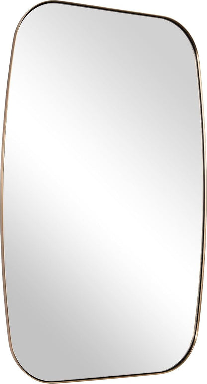 24X40 Inch Brushed Champagne Bronze Oblong Bathroom Mirror | Stainless Steel Metal Frame, HD Glass, Bathroom Vanity Mirror for Over Sink, Modern Design Wall Mounted, MDF Backboard