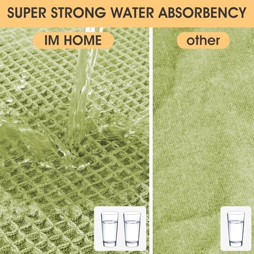 IM HOME Waffle Bath Mat Sage Green 36"x24", Boho Woven Modern Bath Mat Rugs, Absorbent Non Slip Bathroom Rugs, Soft Washable Bath Rugs with Tassels for Bathroom, Bedroom, Kitchen, Shower, Tub