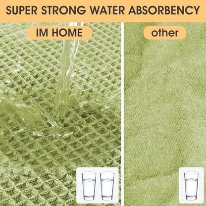 IM HOME Waffle Bath Mat Sage Green 36"x24", Boho Woven Modern Bath Mat Rugs, Absorbent Non Slip Bathroom Rugs, Soft Washable Bath Rugs with Tassels for Bathroom, Bedroom, Kitchen, Shower, Tub