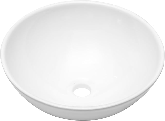 Sarlai Vessel Sink Round - 13"x13" Modern Small Bathroom Sink Round Bowl Above Counter White Porcelain Ceramic Bathroom Vessel Vanity Sink Art Basin