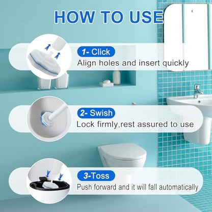Disposable Toilet Brush and Holder Set, with 30 PCS Brush Head for Clorox.