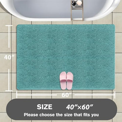 Bathroom Rugs 40 x 60 Inch – Extra Large Bath Mat | Absorbent and Washable Thick Chenille Bath Rugs Non-Slip Runner Rug for Bathroom, Shower, Tub(Teal)