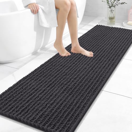 OLANLY Bathroom Runner Rugs 59x20, Thick Soft Absorbent Chenille Bath Rugs