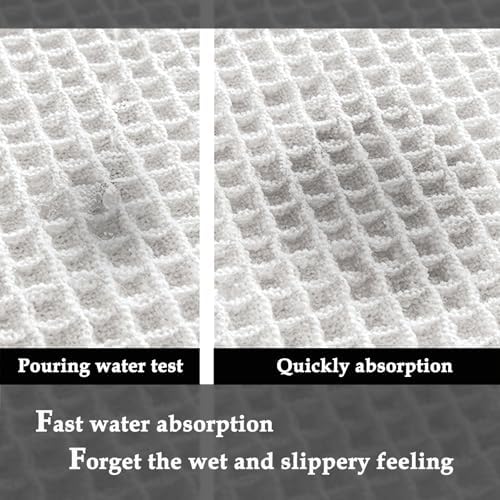 ZALL Waffle Bath Mat White Super Absorbent Non Slip Bathroom Rug 24X60inch,Machine Washable Ultra Soft Floor Mats