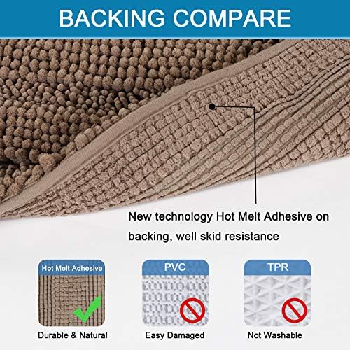 H.VERSAILTEX Bathroom Rugs Bath Rug Set 2 Piece Bathroom Contour Rug Toilet Mat Sets Non Slip Contour Bath Rug Ultra Thick Water Absorbent Striped Bath Mats(20" x 32" Plus 20" x 20" U, Taupe Brown)