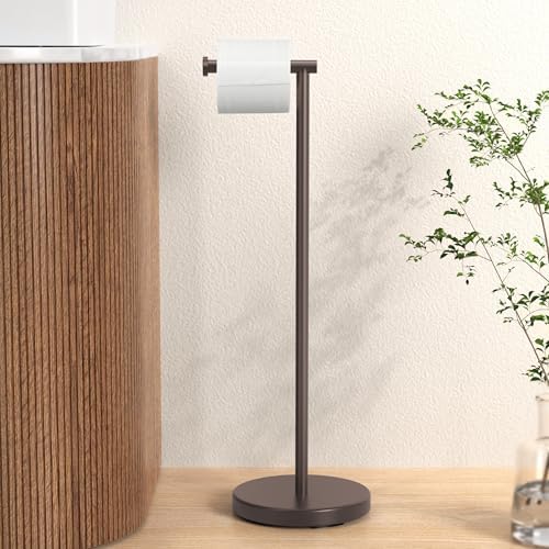 KES Bronze Toilet Paper Holder Stand, 26" H Free Standing, Heavy Base