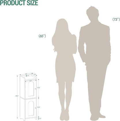 Bathroom Storage Cabinet, Small Corner Floor Cabinet with 2 Doors and Adjustable Shelf, Narrow Toilet Paper Cabinets, Bathroom Organizer for Small Spaces, 7.9" D x 9.8" W x 29.5" H White
