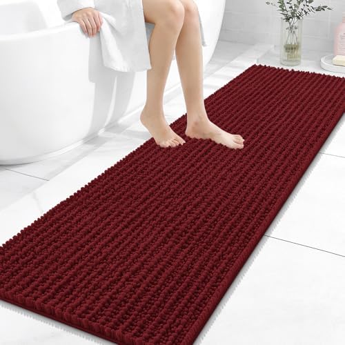 OLANLY Bathroom Runner Rugs 59x20, Thick Soft Absorbent Chenille Bath Rugs