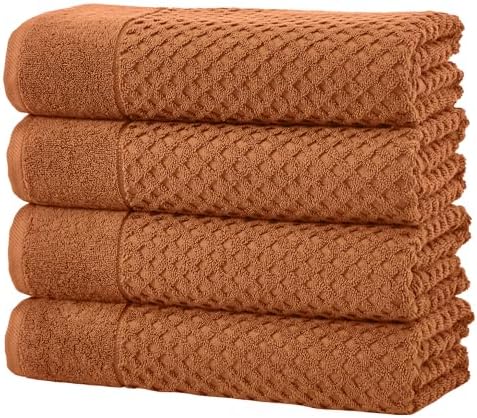 Great Bay Home Bath Towels - 100% Cotton 4 Pack 54x27 Bath Towel Set - Absorbent, Durable, Quick-Dry Towels for Bathroom (Copper)