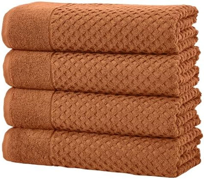 Great Bay Home Bath Towels - 100% Cotton 4 Pack 54x27 Bath Towel Set - Absorbent, Durable, Quick-Dry Towels for Bathroom (Copper)