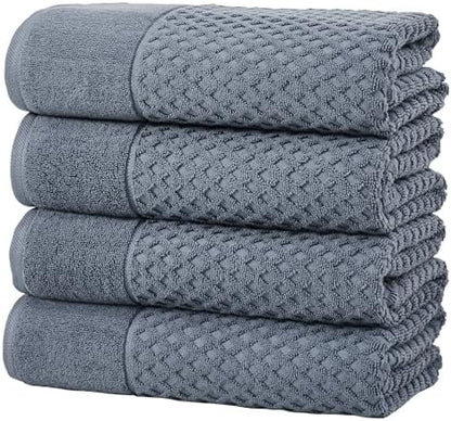 Great Bay Home Bath Towels - 100% Cotton 4 Pack 54x27 Bath Towel Set - Absorbent, Durable, Quick-Dry Towels for Bathroom (Blue)