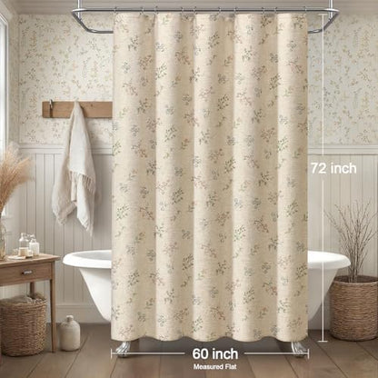 Floral Farmhouse Vintage Linen Shower Curtain French Country Decor 60Wx72H