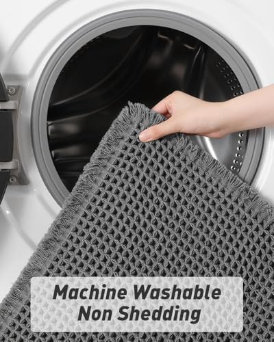 Upgraded Waffle Bath Mat Runner Absorbent Non Slip Bathroom Mat, 2' x 5'