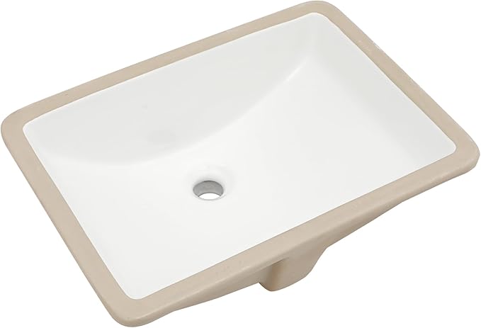 Sarlai Undermount Bathroom Sink - 20.5 x 14.5 inch Rectangular White Ceramic Vessel Sink with Overflow, Modern Vanity Art Basin, Interior Bowl Size 18.3" x 12.3"