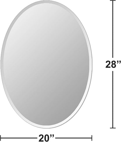 Bathroom Mirror for Over Sink 20" x 28" Oval Frameless Wall Mirror | Beveled Polished Edge Decorative Wall Mirror for Bathroom, Bedroom, Vanity and Entryway