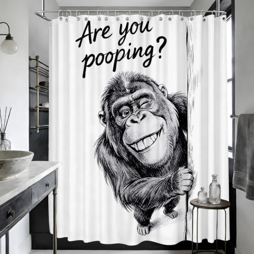 Extra Long Shower Curtain Fun Monkey Clawfoot Tub, 108 x 72 in