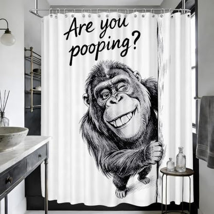 Extra Long Shower Curtain Fun Monkey Clawfoot Tub, 108 x 72 in