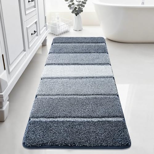 COSY HOMEER Bathroom Rugs 59x20,Ultra Soft Absorbent Bath Mat,Dark Blue