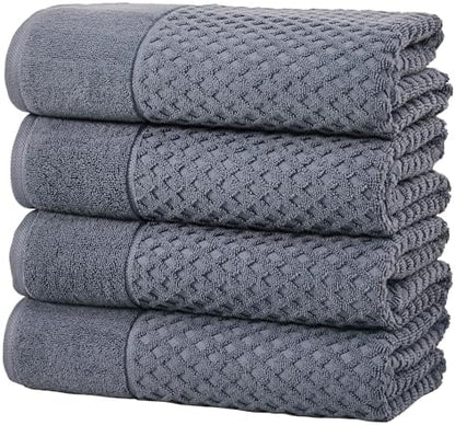 Great Bay Home Bath Towels - 100% Cotton 4 Pack 54x27 Bath Towel Set - Absorbent, Durable, Quick-Dry Towels for Bathroom (Chambray Blue)