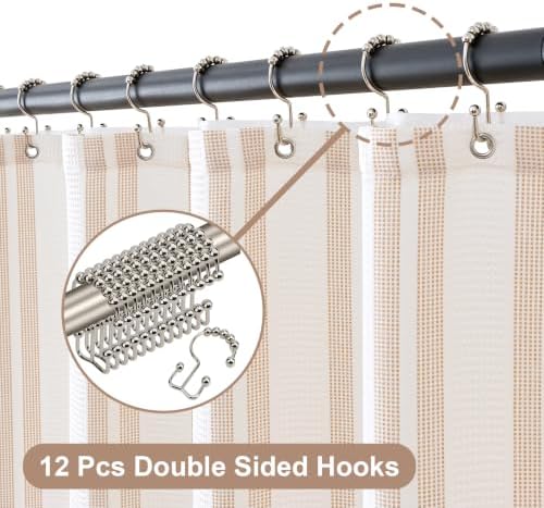 ORTIGIA 3 in 1 Waterproof Shower Curtain PEVA Liner Set 72x72 Inch,Tan
