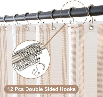 ORTIGIA 3 in 1 Waterproof Shower Curtain PEVA Liner Set 72x72 Inch,Tan