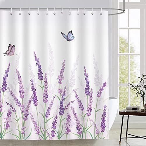 Bonhause Lavender Shower Curtain, Purple, 72x72, Waterproof Polyester