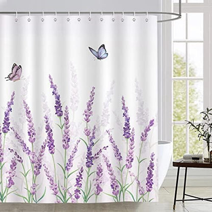 Bonhause Lavender Shower Curtain, Purple, 72x72, Waterproof Polyester