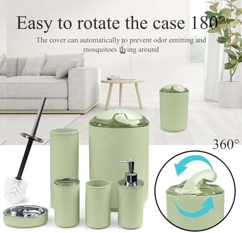 CERBIOR Bathroom Accessories Set 6 Piece Bath Ensemble（Green）