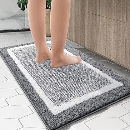 OLANLY Bathroom Runner Rugs 47x24, Long Bath Mats for Bathroom Floor, Grey