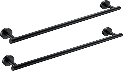 SEIDO Anti-Dropping Towel Bar with 15.6" Hanging Length, Stainless Steel Towel Rack for Bathroom Wall, Double Locking Design Towel bar for Bathroom, Matte Black, 18 inch, 2pc