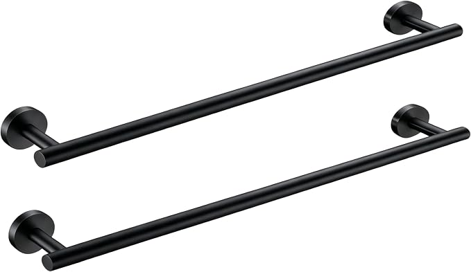 SEIDO 36 Inch Matte Black Towel Bar 2 Pack, Anti-Dropping Thicken 304 Stainless Steel Towel Holder, 22 lb Heavy Duty Towel Rod for Bathroom Wall, 33" Hanging Length, for Kitchen, Lavatory, Laundry