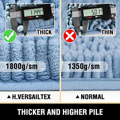 H.VERSAILTEX Bath Mat, Non Slip Luxury Chenille Bathroom Rugs, Extra Soft Absorbent Shaggy Bath Mat Rugs, Washable Fast Dry, 2 Piece (Cool Blue, 24" x 36"/20" x 32")