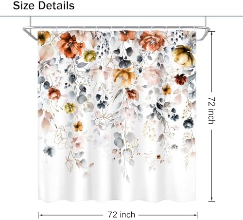 Floral Rustic Wildflower Watercolor Plant Grey Bathroom Shower Curtain Set