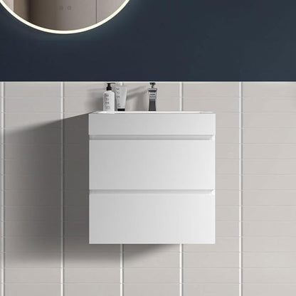 24" Floating Bathroom Vanity with Sink, Modern Bathroom Cabinet with Top & Soft Close Drawers, Spacious Storage for Small Space, White - Lavanda Collection
