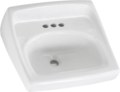 American Standard 0355.027.020 Lucerne Wall-Mount Lavatory Sink with 4-Inch Faucet Holes for Exposed Bracket Support, White