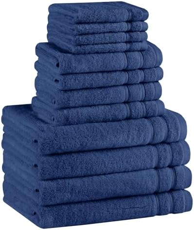 Comfort Spaces 12 Pc Towel Set, 100% Cotton Zero Twist, Indigo Navy Blue