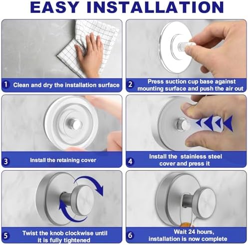 Bntuk Suction Cup Hooks for Shower, Removable Towel Hooks for Bathroom Window Glass Door Wall, Bath Robe Looafh Hook for Hanging - 2 Pack, Silver
