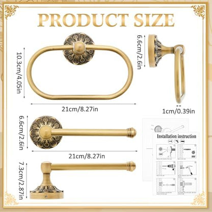 2 Pcs Antique Toilet Paper Holder Hand Towel Ring, Rectangle