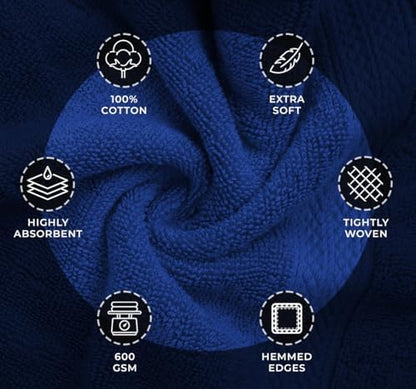 Avalon Towels Royal Blue Bath Towels, Royal Blue Towel Set, 8pc