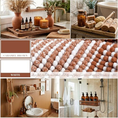BSICPRO Bathroom Rugs Sets 2 Piece, Non Slip Bath Mats, Caramel Brown