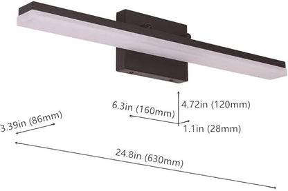 mirrea 24in Modern LED Vanity Light for Bathroom Lighting Dimmable 24w Black Painted (Cold White 5000K)