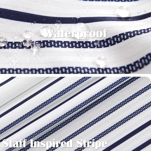 jinchan Small Stall Shower Curtain 36x72 inches Navy Blue and White Modern Farmhouse Striped Waterproof Fabric Shower Curtains for Bathroom with 7 Hooks Machine Washable